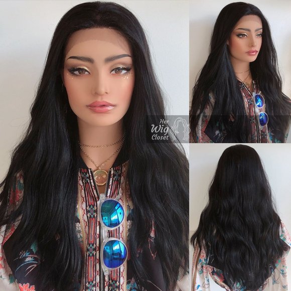 24" Black Wavy Lace Front Wig | BELLA - Picture 5 of 8